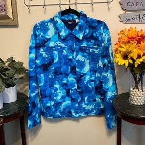 NWOT Isaac Mizrahi Live Nice Jacket in Blue Hues Sz Small.